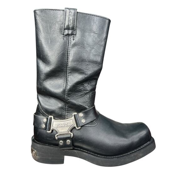 Harley Davidson Men’s Mega Harness Black Leather Moto Boot Size US 10.5 - Picture 1 of 10